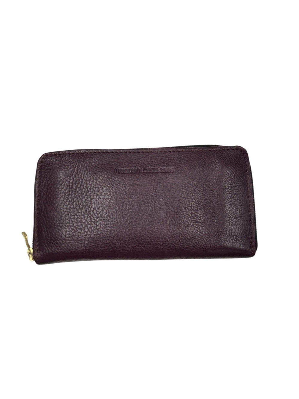 Portland Leather Goods Pebbled Leather Zip Around Wallet in Deep Plum
